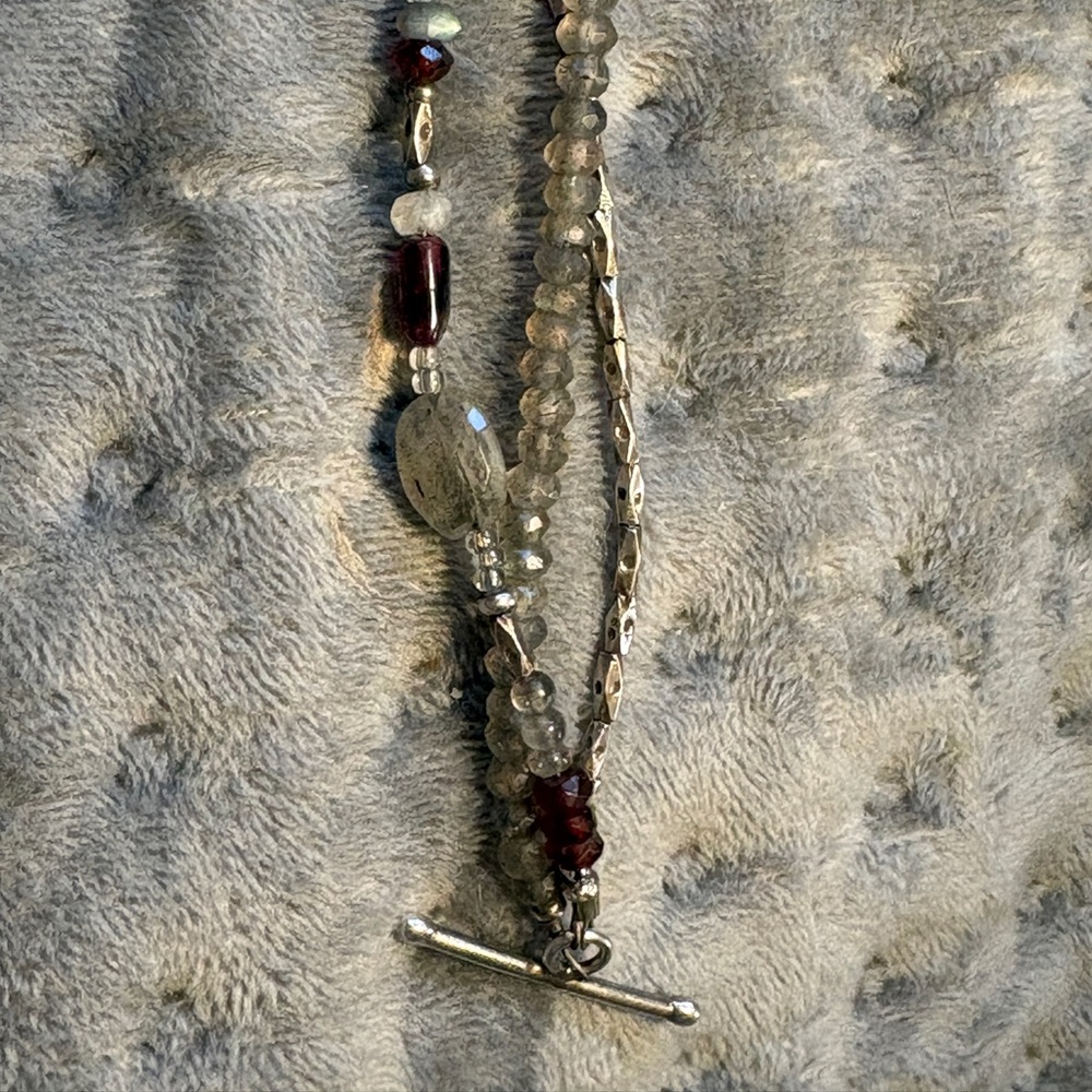 Sundance Multi Strand Gemstone Bracelet Labradorite Garnet Moonstone Sterling - Picture 7 of 8
